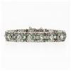 Image 1 : Antique Art Deco 14k White Gold 3.60 ctw Diamond & Emerald Filigree Line Bracele