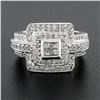 Image 2 : 18k White Gold 1.20 ctw Round & Princess Cut Diamond Tiered Square Cluster Ring