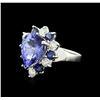 Image 2 : 14KT White Gold 4.80 ctw Tanzanite, Sapphire and Diamond Ring