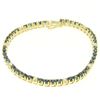 Image 1 : 14k Solid Yellow Gold 5.13 ctw Round Sapphire & Diamond Line Tennis Bracelet