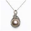 Image 3 : 14mm Tahitian Pearl and 1.07 ctw Diamond Platinum Pendant