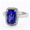 Image 2 : 3.65 ctw Tanzanite and 0.33 ctw Diamond Platinum Ring