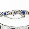 Image 7 : Antique Art Deco 18k Gold 1.10 ctw European Diamond & Syn. Sapphire Line Bracele