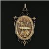 Image 2 : Antique Victorian 14k Gold Seed Pearl & Black Enamel Etched Oval Locket Pendant