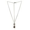 Image 3 : Chanel Gold-tone Metal CC Flower Faux Pearl Drop Pendant Necklace