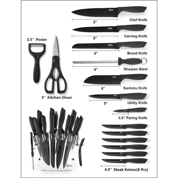 16 PCS Kitchen Knife Set High Carbon Stainless Steel