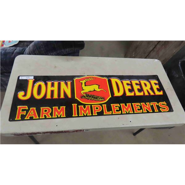 John Deere Metal Embossed Sign- Modern 13  x 42 