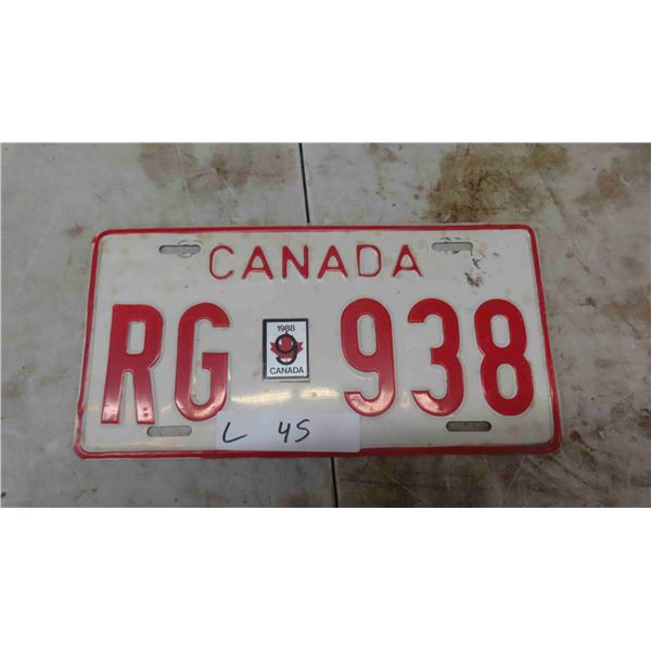 Canada Government License Plate