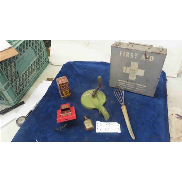 First Aid Metal Case, Pea Sheller, Wisk, plus more