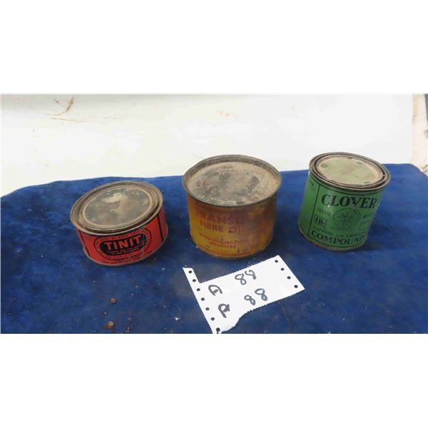 3 Tins ; Tinit Soldering 13 oz + Transol Fibre Oil 1 lb Tin + Clover Grinding 