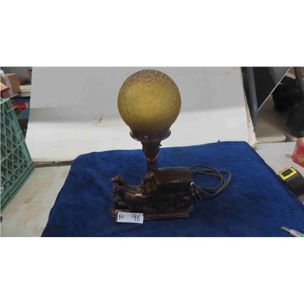 Horse + Carriage Table Lamp - Nice Shade / Globe
