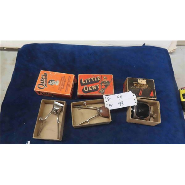 Oster Hand Clipper, Little Gent Hand Clipper, Twinplex Stroopers - All with Boxes