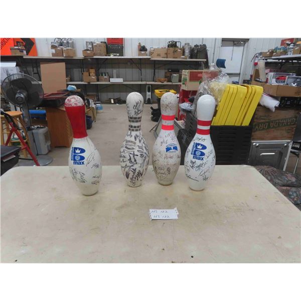 4 Autographed Bowling Pins by WPG Goldeyes