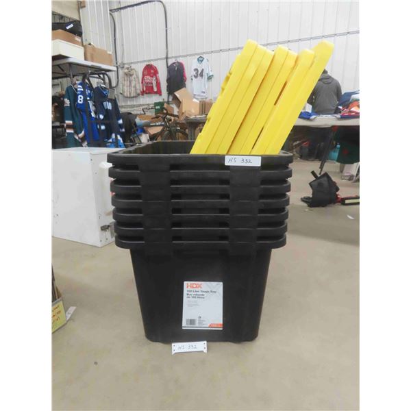 7 Large Totes with Lids - 102L
