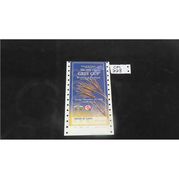 Unprinted 1998 Grey Cup Ticket