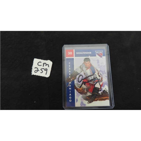 Autographed Cesane Maniago New York Rangers Card