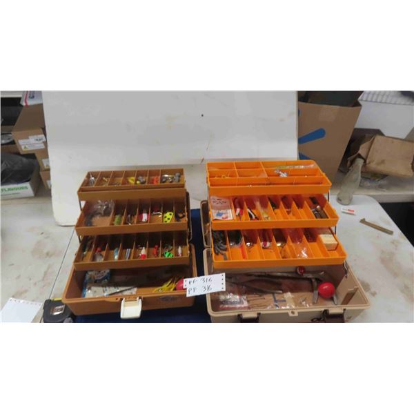 2 Old Pal Tackle Boxes Full of ; Lures, Hooks, Line, Jigs, Tools