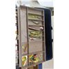 Image 2 : 2 Fishing Tackle Boxes - 1 Fairly Full, Other Barley Full ; Lures, Hooks, Fillet Knife, 