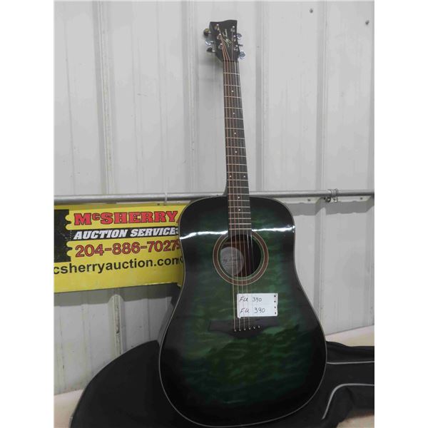 New Jay Turser Emerald Green Acoustic Guitar with Soft Case