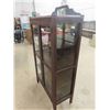 Image 2 : Oak 2 Door China Cabint with Key Side Glass + Mirrored Topper 16" x 36" x 68"