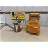 Image 1 : Wooden Planter, Wringer/ Washer + Galvanized Watering Pail