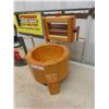 Image 2 : Wooden Planter, Wringer/ Washer + Galvanized Watering Pail