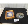 Image 1 : Sand Dollar in Wooden Display Case, Painting of Loon on Polished Stone