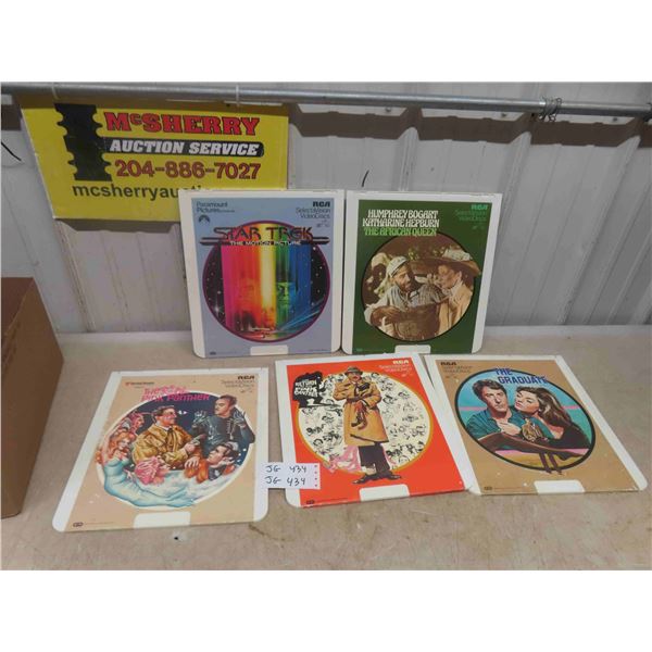 5 RCA SelectaVision Discs ; Star Trek, The Graduate, The African Queen + 2 Pink