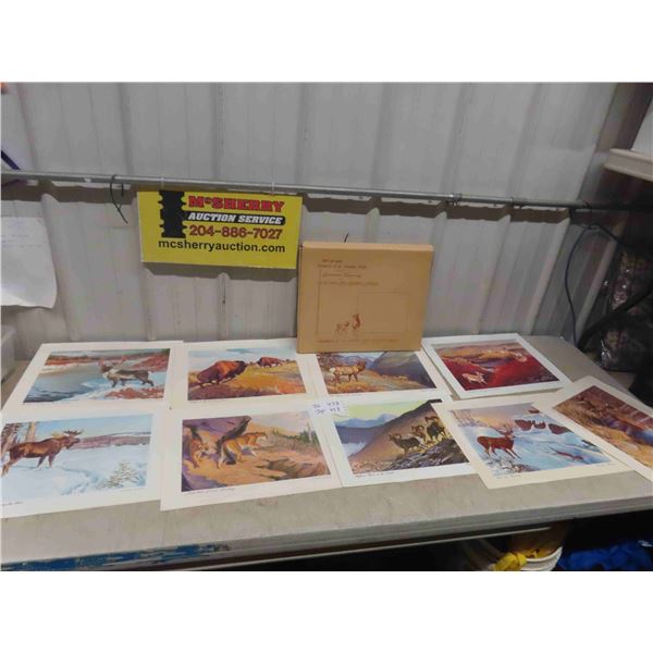 9 Prints from Series Wildlife of Canadian Wilds in Original Box Prominent Canadian 
