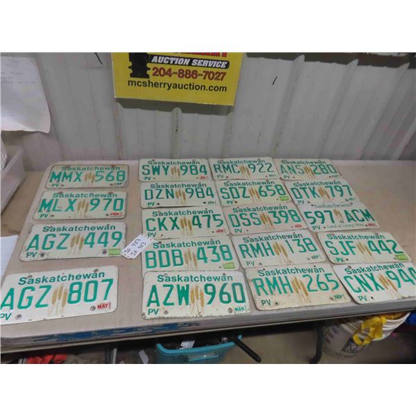 19 Saskatchewan License Plates - 1990s