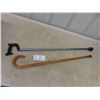 Image 1 : 2 Walking Canes ; Wood + Adjustable Stainless Steel