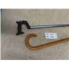 Image 2 : 2 Walking Canes ; Wood + Adjustable Stainless Steel