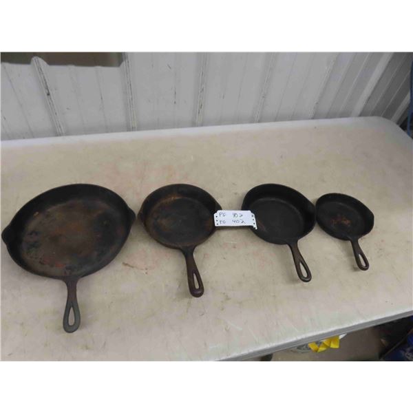 4 Cast Iron Frying Pans 