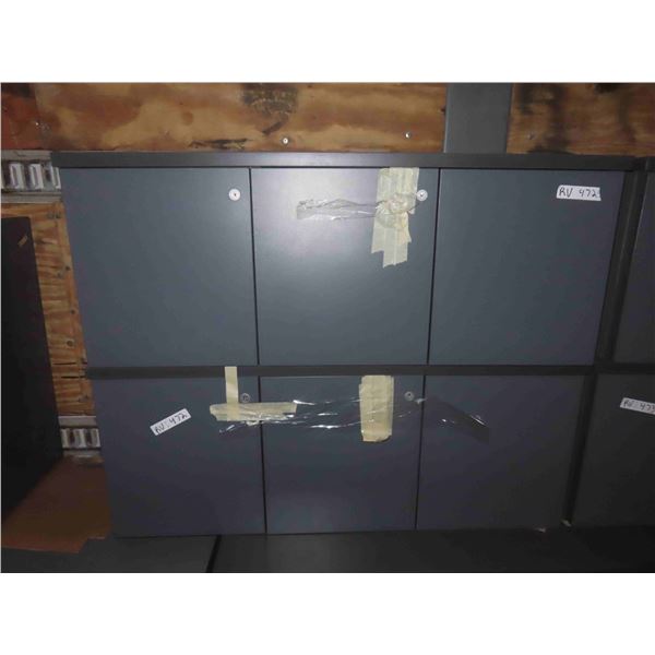 (2) 3 Door Upper Cabinets with Locks + Keys 16" x 16" x 42" 