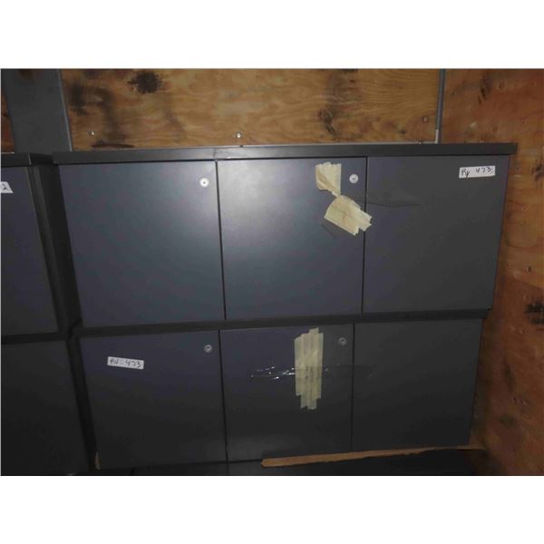 (2) 3 Door Upper Cabinets with Locks + Keys 16" x 16" x 42" 