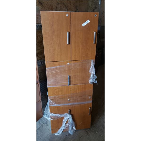 Wooden 6 Door Locking Cabinet with Keys 24  x 24  x 66 