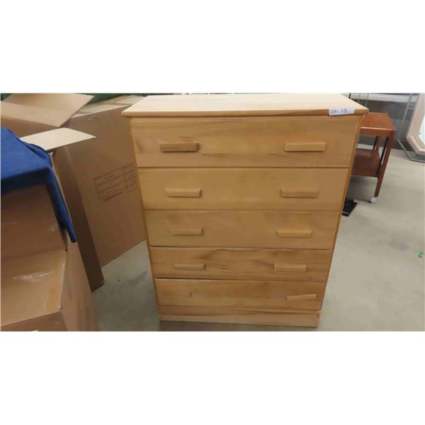 Wooden 5 Drawer Dresser 16  x 36  x 45 