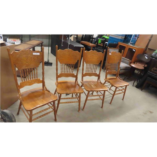 4 Oak Double Press Back Chairs