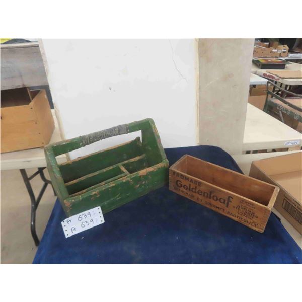 Painted Wood Carpenters Tool Box & Goldenloaf Wooden Box