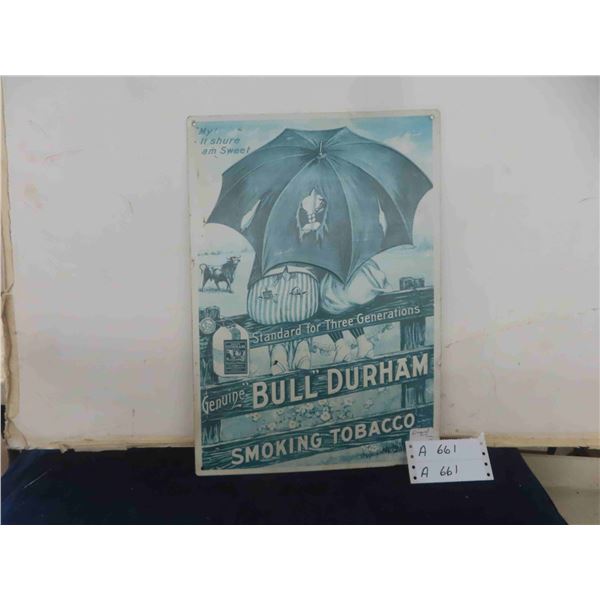 Vintage Tin Sign ' Bull Durham' 12.5  x 18 