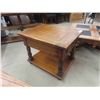 Image 7 : 3pc Oak Coffee Table 15" x 40" x 40" & 2 End Tables 22" x 22" x 28" 