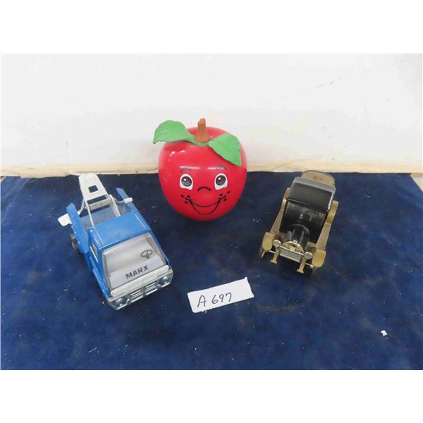 (2) Die Cast Trucks + Musical  Apple