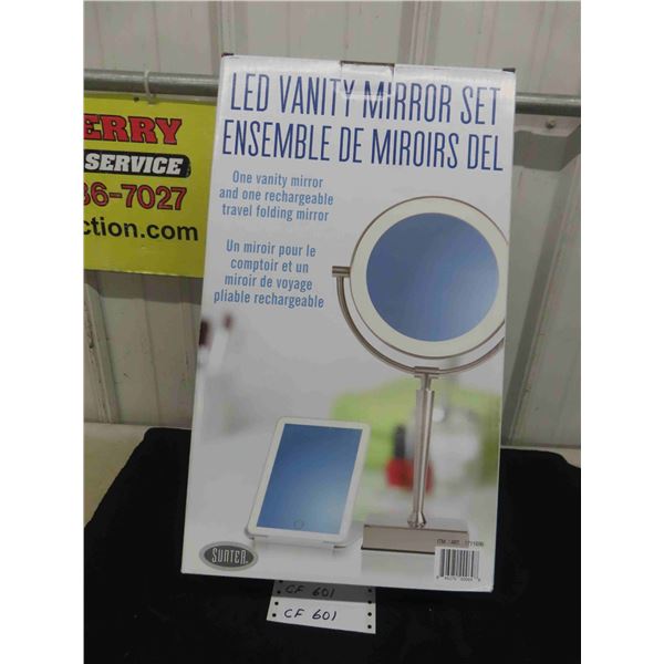 New LED Vanity Mirror Set Including Travel Folding Mirror