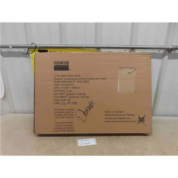 New in Box Vancouver Classics 3 Tier Mesh Shoe Rack
