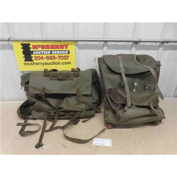 (2) Army Style Backpacks - Waterproof? 