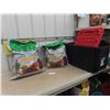 Image 1 : (2) Bags Indoor Potting Soil ( opened) ,  1 Tuff Store Bin with Lid - 102L