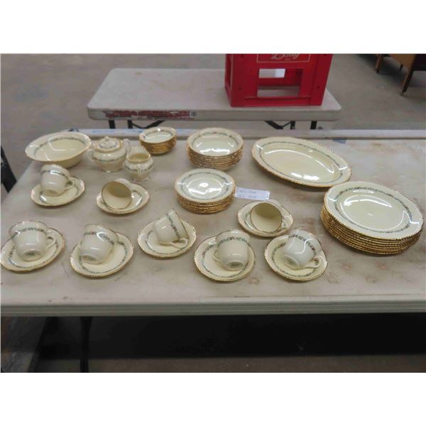 (52) pcs Ridgeway Bone China ; Serving Pieces, Nappies, Bowls, Cups + Saucers, 