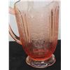 Image 7 : 3 pcs Pink Depression Glass Pitcher & 2 Serving Bowls
