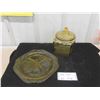 Image 1 : 2 pcs Gold Depression Glass