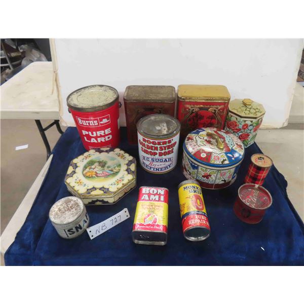 (12) Tins, Burns, Rogers Syrup, Bon Ami, plus more
